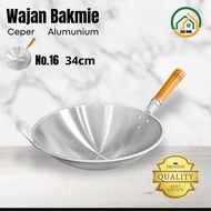 Flat Wooden Handle Frying Pan No. 16 34cm Thick Aluminum Seblak Fried Rice Noodles Non-Stick Asakhi