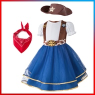 Kids Cowgirl Dress Cowboy Costumes For Girl Princess Dresses Western Style Cowgirl Dress + Scarf + H