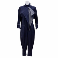 成色極佳☆ 三宅一生(ISSEY MIYAKE MIYAKE) 復古款 JG71022 100% 純棉 原廠吊牌 70 年代經典連身褲 海軍藍 9 碼 日本製造 正品女裝