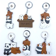 Cute We Bare Bears Figures Keychain Keyring Grizzly Panda Ice Bear Cartoon Pendants Animal Series Silica gel Key Ring