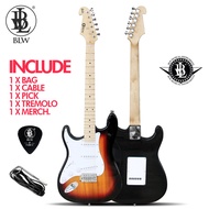 BLW Left Handed Glitz Stratocaster Style Electric Guitar Starter Beginner Pack comes with Bag, Cable, String, Pick and Merchandise Sticker