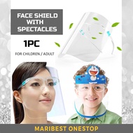 1PC FULL FACE SHIELD WITH SPECTACLES FOR ADULT/CHILDREN ANTI DROPLETS ANTI FOG DUSTPROOF FACIAL TRANSPARENT PROTECTOR
