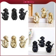 [Lohobby] 3Pcs Monkey Statue Resin Monkey Figurine Collectible Craft Nordic Monkey Sculpture for Hom