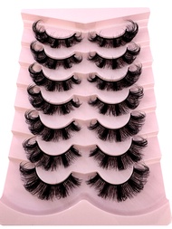 HBZGTLAD 7 Pairs Fluffy Eyelashes 8D Volume False Lashes Russian Strip Lashes Extensions Thick Soft 