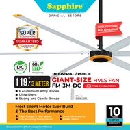 Sapphire FM-3M-DC HVLS Fan | 119" | DC Motor | 6 Speeds with Remote | Reversible Motor | Aluminium A