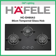 Hafele 86cm 3 Burner Tempered Glass Cooker Hob Gas Stover HC-GH80A3