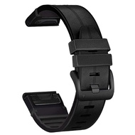 สายนาฬิกาหนังสำหรับ Garmin Fenix 6 /Fenix 5 /Fenix 7 QuickFit 22Mm หนังแท้นุ่มพร้อมสายรัดข้อมือซิลิโ
