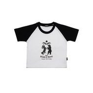 Hanoon Industries – Crop Top Raglan Baby Tee Women's White Black Carino T-Shirt