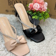 BONNIE HEELS WANITA BERTUMIT 2 INCI 9823-1 WARNA HITAM & BEIGE SAIZ 36/41