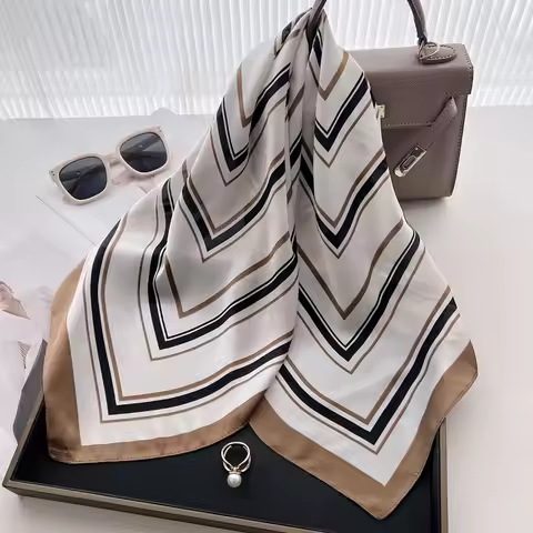 68cm Striped Pattern Scarf Women's New Spring and Autumn Style Fashionable Scarf Trendy and Versatil