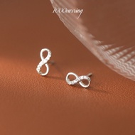 1000earring 925 Sterling Silver Infinity Stud Earrings - Silver
