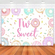 Avezano Donut Two Sweet Birthday Backdrop Second Birthday Party Decorations Background Sprinkles Don