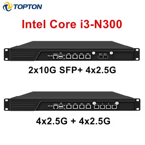 Topton 1U Rack Firewall Appliance Intel Core i3-N300 2x10G SFP+ 4x i226-V 2.5G LANs DDR5 mSATA Mini 