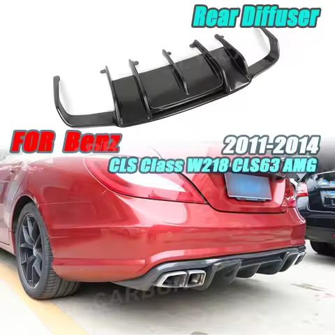 JCYECF Carbon Fiber For Mercedes Benz CLS Class W218 CLS63 AMG 2011-2019 Rear Bumper Lip Diffuser Ca