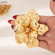 Zephyr Women Large Statement 3D Layered Golden Flower Brooch Bold Retro Statement Elegant Collar Acc