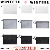 WINTE3U Mesh File Bag, Transparent Nylon Pen Bag,  A4 A5 A6 Test Paper Information Bag Office