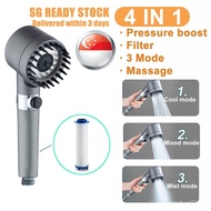 SG Local stock Shower Head 3 Modes High Pressure Water Saving One-Key Stop Water Massage with Filter Element Shower Head