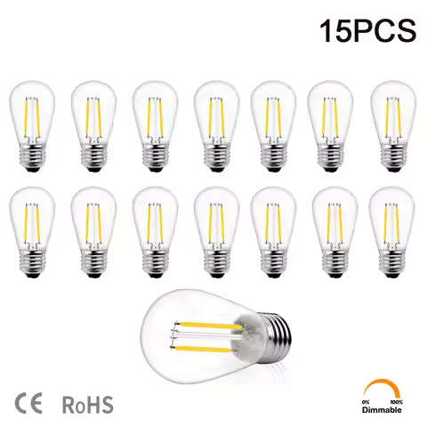 S14 2W Led Filament Dimmable Light Bulbs 2700K 220V ST45 Shatterproof IP44 Waterproof Outdoor String