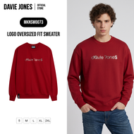 DAVIE JONES [BE FEARLESS] เสื้อสเวตเตอร์ผู้ชาย Logo Oversized Fit Sweater สีแดง SW0073