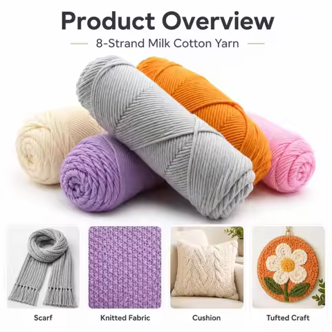 100g/Ball 8 ply DIY milk cotton yarn Handmade knitting yarn Soft and warm cotton yarn Wool yarn for