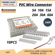 10Pcs Screwman PVC Wire Connector Cable Connector Terminal Block 12 Position Barrier Wire connector 