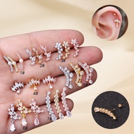 316L Stainless Steel 0.8 * 6mm Bow Pendant Zircon Earrings Ear Bone Studs Perforated Jewelry/Beads 3