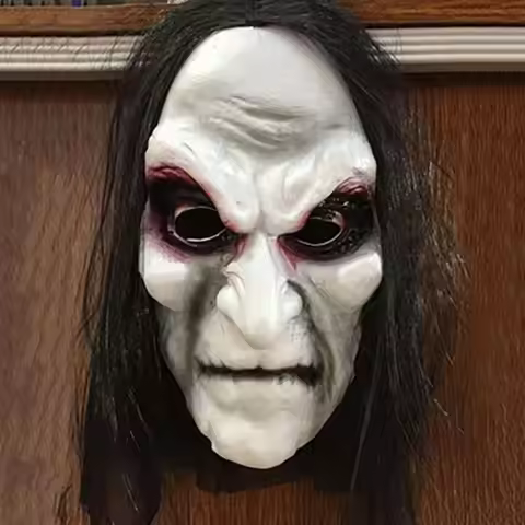 Halloween Horror Mask, Zombie Mask Props Grudge Ghost Hedging Zombie Mask Realistic Masquerade Headg
