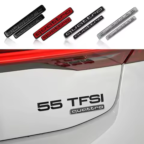 1/2pcs Car Styling Quattro Letter Logo Side Body Fender Trunk Sticker For Audi Sline A4 B7 B8 B9 A3 