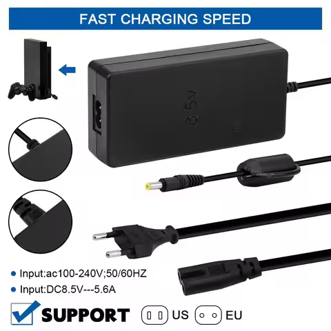 US Plug/EU Plug Replacement AC Adapter For PS2 Slim 7000 Series Game Console For PS2 DC 8.5V AC Adap