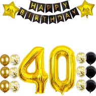 (SG Seller) 40th Birthday Decorations, 40th Birthday Balloon, Black and Gold Birthday Decorations Se