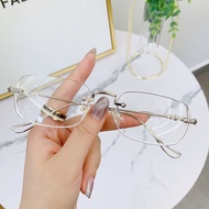 Fashion Glasses Frameless Myopia Glasses Male Sven Student Cut Edge Anti-Blue Light Flat Glasses Gla