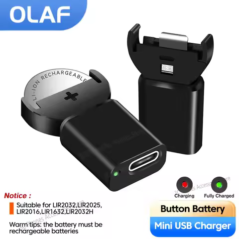 Type C Lithium Coin Cells Charger For LIR2032 LIR1632 LIR2025 LIR2016 LIR2032H Button Cell Rechargea