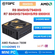TOPC R7 8845HS/R9 7940HS/8945HS Mini PC 2×DDR5 MAX/2×M.2 2280 SSD PCle4.0 NVME/Wifi 6E BT5.3 Gaming 