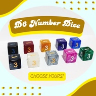 1 pc. D6 Number Dice For Board Games, Desk Accessories - Available in Different Colors