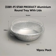 Aluminum TRAY CUP ROUND 3381-P 420ML Container + Lid [10 Sets]