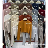 [Tenice IA103] Korean Style Brushed High-Quality Cashmere Cotton Short Long-Sleeved Top Round Neck B