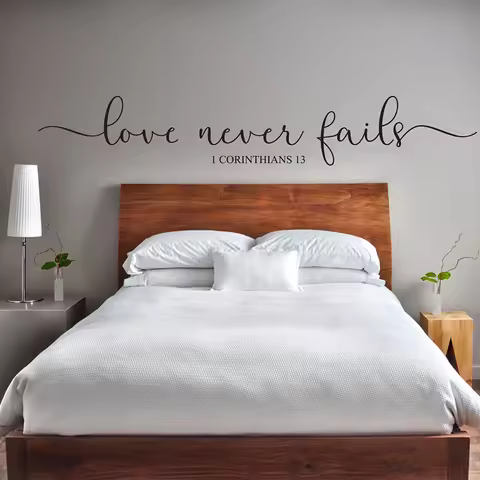 Wedding Love Never Fails 1 Corinthians 13 Wall Sticker Bedroom Marriage Bible Verse Romance Love Jes