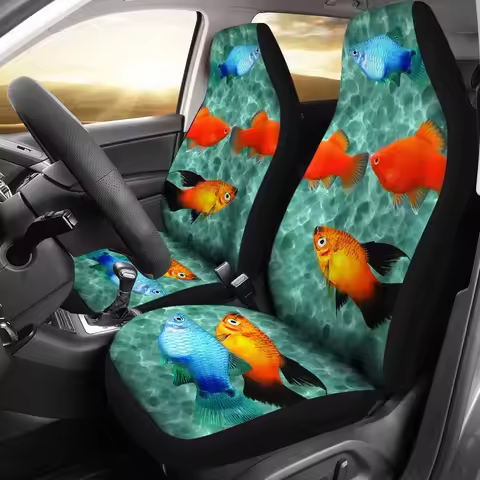 Platy Fish Print Car Seat Covers Set 2 Pc, Car Accessories Seat Cover