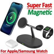ↂ✎ 3 in 1 Magnetic Wireless Charger Super Fast Charging Macsafe For iPhone 13 14 Pro Max Samsung Apple Watch Airpods Pro Station