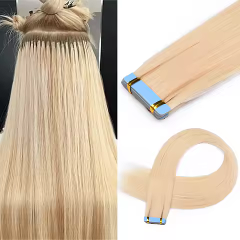 Full Shine Invisible Tape in Hair Extensions Synthetic Hair 24 Inch Invisible Hand Tied Tape in Hair