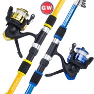 AKAKUMA Saltwater 1 Set Fishing Rod and Reel Combos 1.8M Glass Fiber Telescopic Fishing Rod With 5.2
