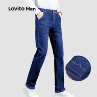 Lovito Men Casual Jeans Washed Zipper Spring/summer Blue Jeans for Men LNE114044 Lovito Men Jeans Ka
