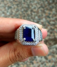 Promo cincin blue safir big size blue safir asli safir srilanka safir