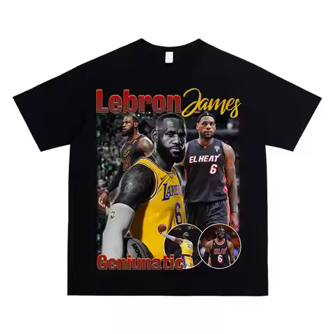2026 James Basketball Short Sleeve LeBron Retro American Style Printed Heavyweight T-Shirt Men's and