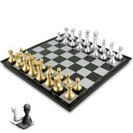 Y5-Chess Game Medieval Chess Set With Chessboard 32 Chess Pieces With Chessboard Gold Silver Magneti