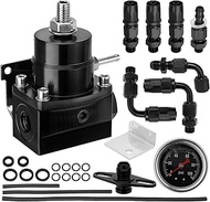 YEHERIT Adjustable EFI Fuel Pressure Regulator Kit with Bypass Return, 0-100 PSI Gauge, 6AN Fittings