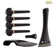 JUSTO violin tailpiece Set, Complete Set Ebony Material Violin Accessory Parts Set, Premium 4/4-3/4 