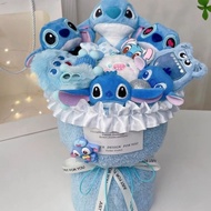 【Leaf-Hu】Cute Doll with a Bouquet of Flowers Cinnamon Roll Handmade Christmas Birthday Gift for Girl
