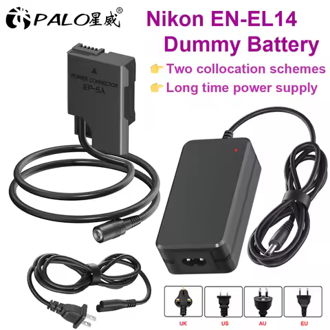 EN-EL14 EL14A EP-5A Dummy Battery AC/DC power adapter For Nikon D3100 D3200 D3300 D3400 D3500 D5100 