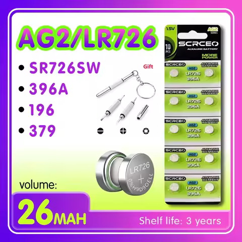 2-10PCS LR726 AG2 SR726SW、LR726、396A、196、379 1.5V lithium manganese dioxide button battery, suitable